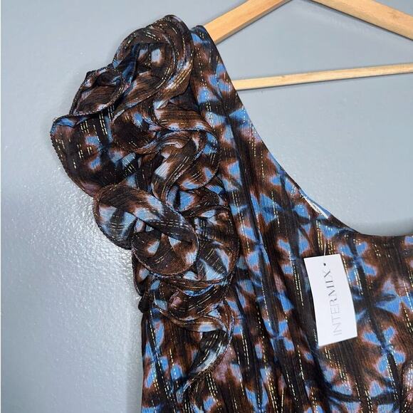 Ulla Johnson Kaia Ruffled One Shoulder Mini Dress NWT Blue/Brown Multi Size 2 - Picture 4 of 8